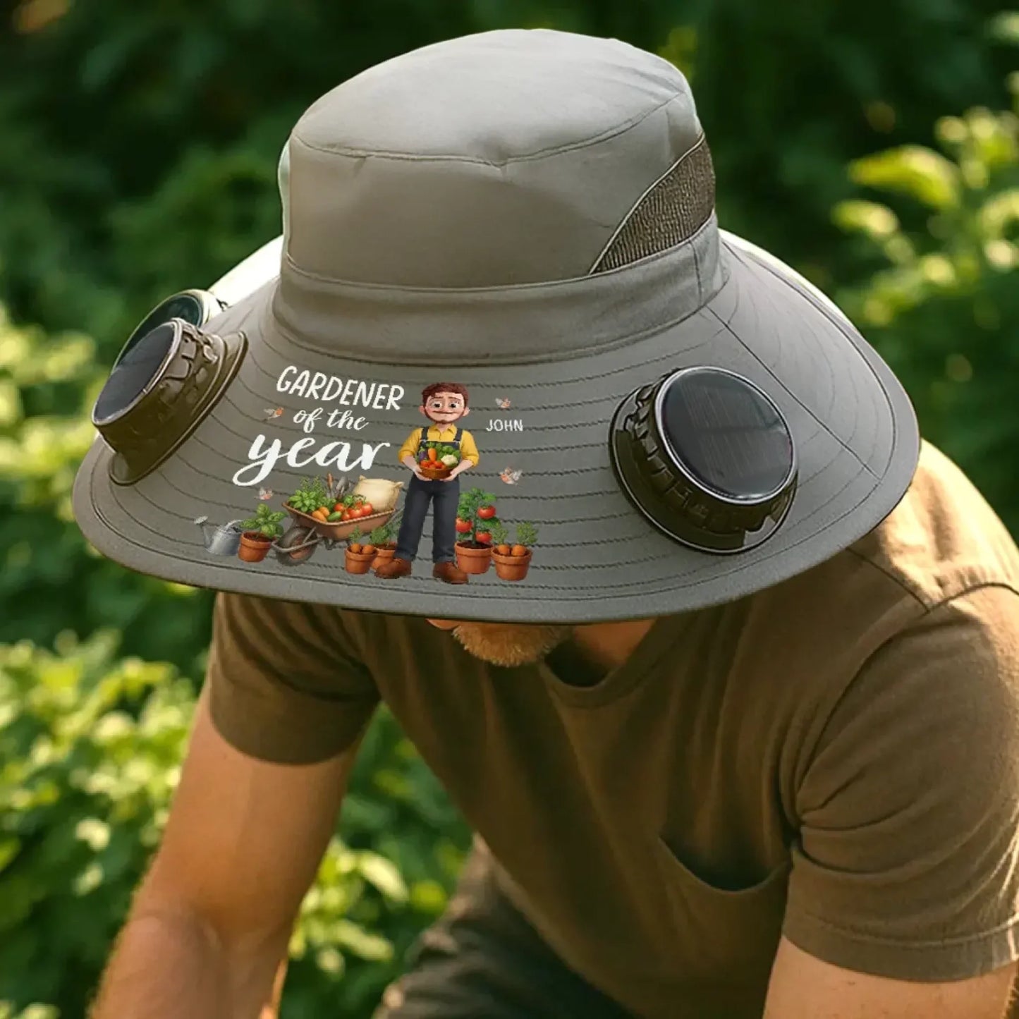 Custom Hat With Fans Solar Power - Personalized Garden Gifts For Gardeners - Plant Dreams, Grow Joy