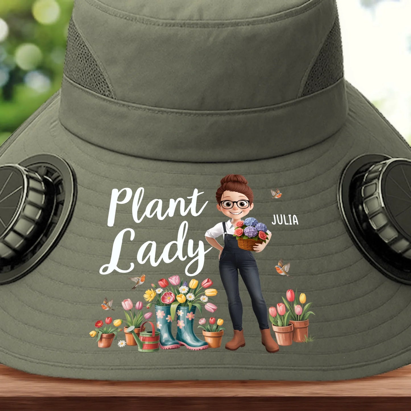 Custom Hat With Fans Solar Power - Personalized Garden Gifts For Gardeners - Plant Dreams, Grow Joy