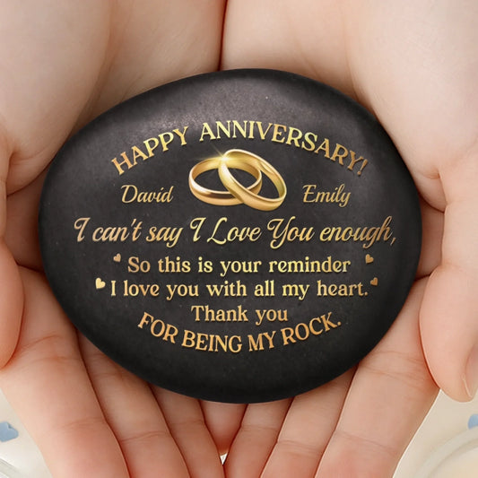 Custom Printed Rock - Personalized Anniversary Wedding Gifts For Husband And Wife, Him And Her - Love Grows With Time